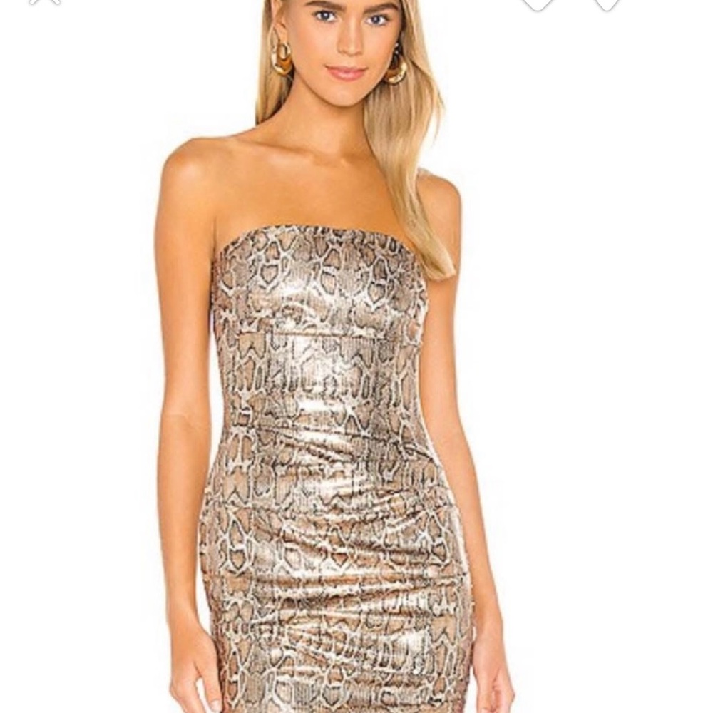 Nookie Gold Sheath Cocktail Dress Spaghetti Strap